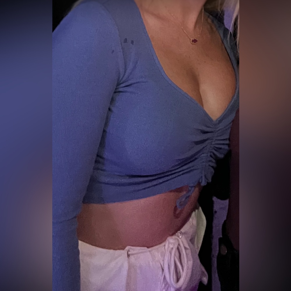 Zara Blue Long Sleeve Crop Top